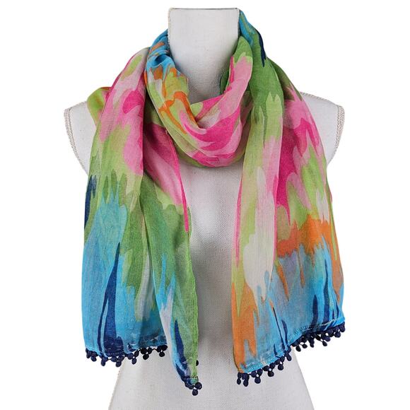 WOMEN’S MULTICOLOR SOFT FABRIC SCARF – PRE-OWNED – GOOD CONDITION - Picture 1 of 6